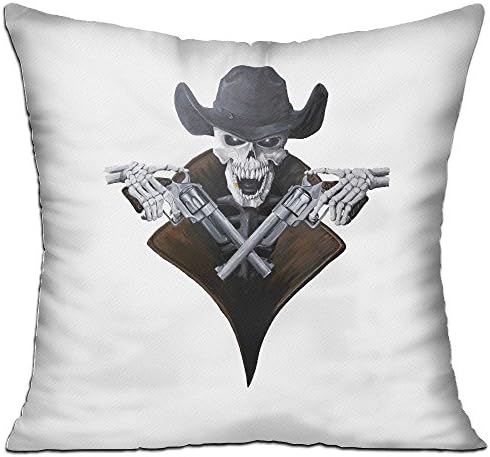 Cool West Cowboys Hat Skull Gun Sofa Bed Home Decor Throw Pillow Cover Hug Plush Pillow
