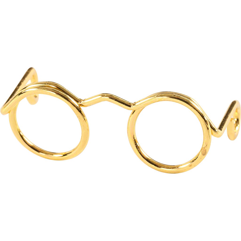 Novelty Glasses, W: 25 mm, inner size 9 mm, gold, 10pcs