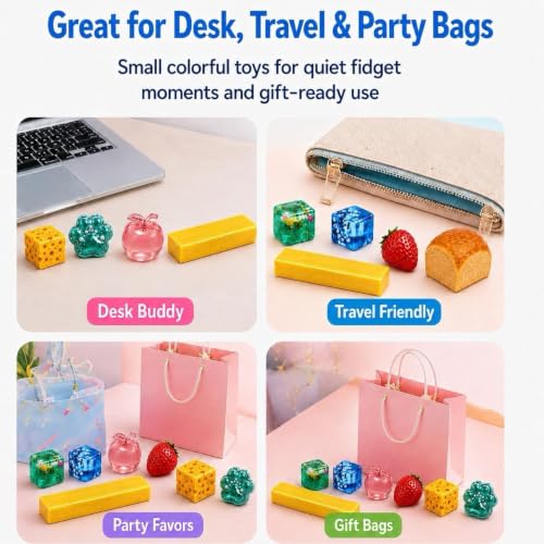 Last page® 8 in 1 Squishy Variety Pack Piece Fun Box Squeeze Toys Set Slow Rising Butter Strawberry Sugar Filled Ice Cube Apple Bread Cat Paw Balls for Adults Stress Relief Gift Stretchy Daily Use