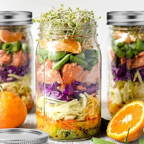 Beauenty Wide Mouth Mason Jars, 6Pack/32Oz/1000ml, Fermenting Jars, With Airtight Lids Sealing Jar, Clear Glass Mason Jar, Food Storage, Meal Prep, Overnight Oats,Fermenting,Pickling,Diy Projects