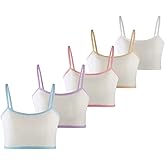 MANJIAMEI 5Pcs Training Bra for Girls 10-12 Cotton Cami Crop Bralette Sports Bras for Kids