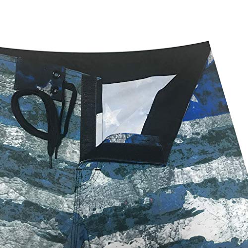Men Spring Summer Star Stripe Print Beach Shorts Casual Quick Dry Beach Shorts Swim Trunk (Dark Blue, 36)