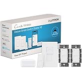 Lutron Caseta Smart Lighting Kit w/ Hub, 2 Original Switches, Pico Remotes, & More, for Light Bulbs and Fans, Works w/ Alexa,