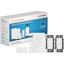 Lutron Caséta P BDG PKG1W A Kit de démarrage avec variateur d'éclairage intelligent sans fil Caséta et support Pico | Fonctionne avec Alexa, Google Assistant, Ring, Apple HomeKit