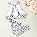 Cupshe Fashion Women's Waves Printing Hollow Back Tank Halter Padding Bikini Set (S), White and Black