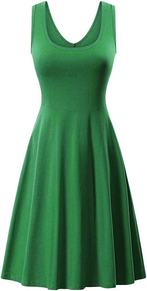 Kulywon Women's Summer Solid Casual Sleeveless Dress