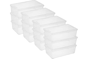 novelinks 6 Quart Clear Plastic Storage Bins with Transparent Lids Stackable Box Craft Storage Organizing Container,12 Pack