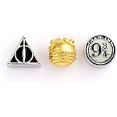 The Carat Shop HP000002 Official Harry Potter Set of Charms Deathly Hallows Golden Snitch & Platform 9 3/4