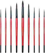 Transon Artist Round Watercolor Brush Set 9pcs Synthetic Sable view 2