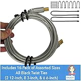 EliteTechGear Strongest 16-Pack of Cable Organizer Ties For All Your Gear, Ropes, Cords & Much More | Best Reusable Cable Ties For Outdoors, Home or Office | 3, 6, 12 Inch Assorted Sizes (All Black)