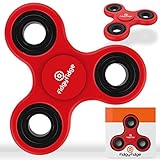 Red Fidget Spinner Hand Tri-Spinner Toy, Focus, Stress Reducing and Anxiety Toy for Adults and Children with Autism, ADHD, OCD, Hyperactivity Premium Spinning Si3N4 Ceramic Bearings, Red and Black