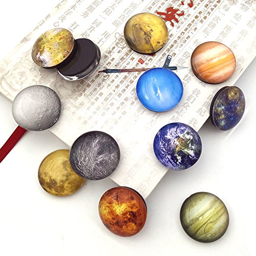 12 Planetary Series Fridge Magnets Beautiful Glass Creative Pushpins for Whiteboard Office Calendar Decorative Popular Home Wall Décor Set (12 Planetary)