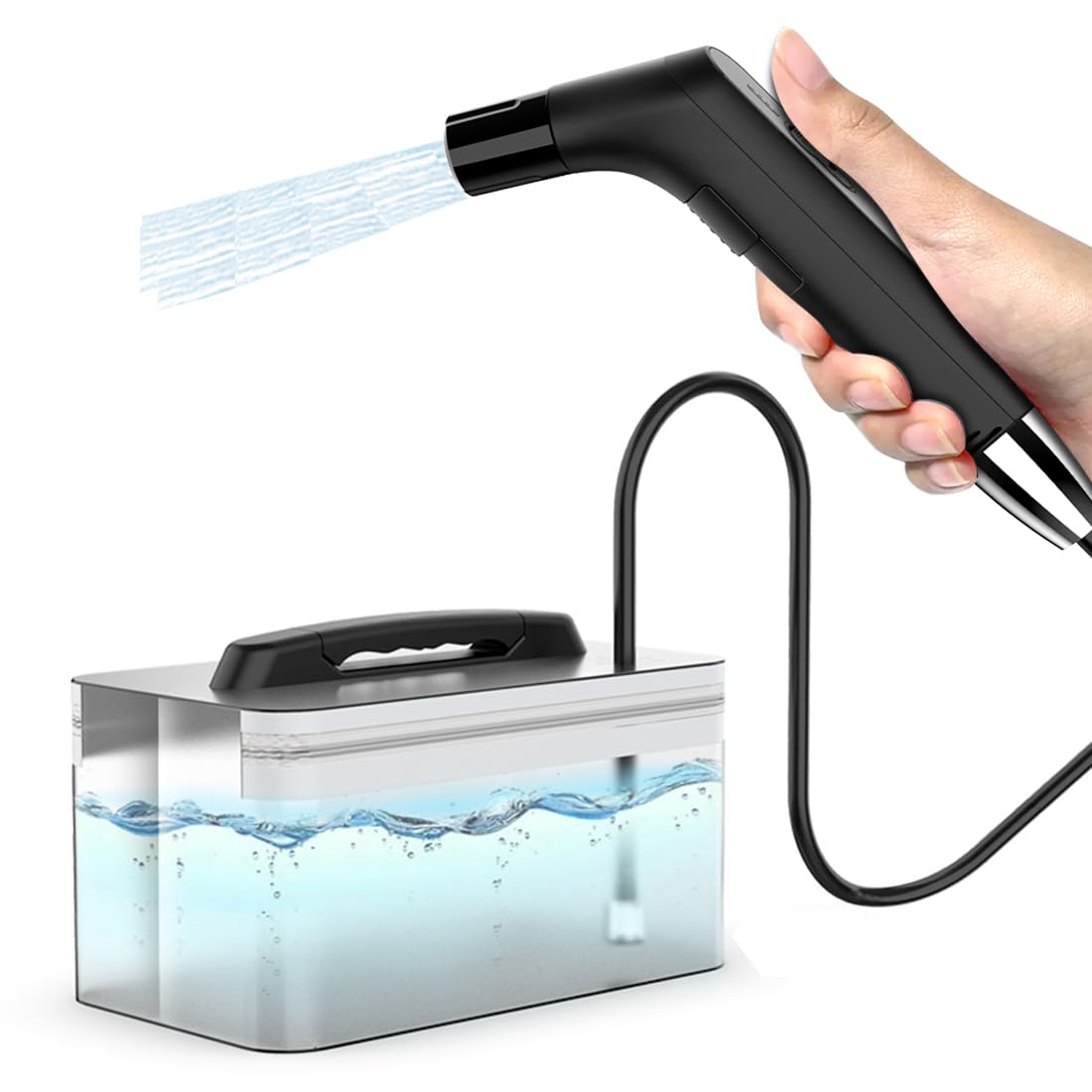 Photo 1 of Portable Travel Bidet Electric Rechargeable Handheld Personal Bidet Sprayer for Personal Cleaning for Toilet with 2.3 liters Water container (Black)