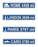 Beistle S54151AZ3, 12 Piece Travel Street Sign Cutouts, 4'' x 24''