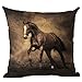 LivebyCare Oil Painting Horse Printed Cushion Cover Linen Cotton Cover Throw Pillow Case Sham Pattern Zipper Pillowslip Pillowcase for Home Sofa Couch Bedding Chair Seat Back
