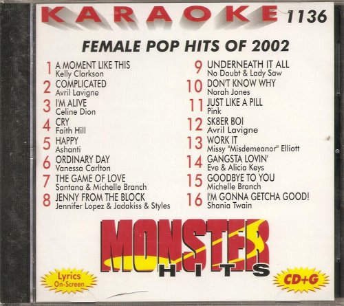 Monster Vol.1136 Karaoke CDG FEMALE POP HITS of 2002