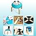 ACE2ACE Round Wooden Stool, Panda Cartoon Wooden Ottoman Stool, Tufted Velvet Stool, Ottoman Footrest Stool with Cute Pattern, Blue