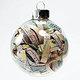 Vintage Map Christmas Ornament - 2.62 Inch Glass Ornament with 1/4 Inch Strips