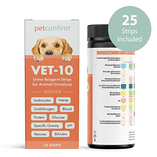 PetConfirm Vet 10 Pet Urine Reagent Strips for Dogs Cats 10 Panel (25