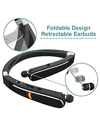 Auriculares Bluetooth, correa para el cuello, auriculares Bluetooth, Dostyle [30 horas de reproducción] auriculares inalámbricos Bluetooth con micrófono y auriculares retráctiles compatibles con iPhone XS MAX Samsung Galaxy y teléfonos Android