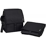 PackIt Freezable Deluxe Large Lunch Bag with Shoulder Strap, Black