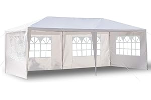 HAYIODDA 10x20 Outdoor Canopy Tent with 4 Removable Sidewalls, Waterproof Party Tent Gazebo, Outdoor Canopy for Parties, Weddings & Gatherings, White