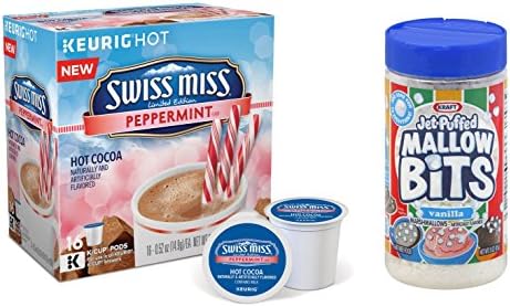 Swiss Miss Peppermint Hot Cocoa Keurig K-Cups with Kraft Marshmallow Bits Bundle, 16 Count