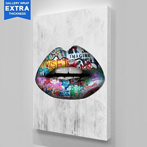 IKONICK Graffiti Lips Canvas Art - 40" x 30", 0.75" Depth