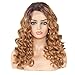 YIROO Hair Ombre Highlight Honey Blonde Curly Lace Front Wigs Human Hair for Women 13x4 Lace Front Wig 12A Brazilian Remy Hair TL412 Colored Lace Frontal Wig Pre Plucked with Baby Hair 180% Density