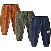 Feidoog Toddler Baby Boys 2/3 Pack Sweatpants Solid Cotton Elastic Waist Trousers Active Jogger Pants