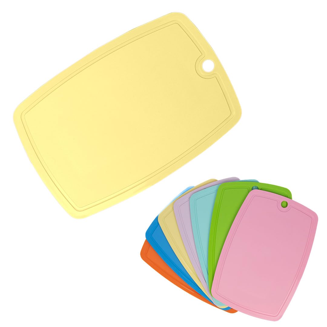 ECO 1 Pc Plastic Chopping Board with Deep Drip Juice Groove | 5MM Thick Non Slip Cutting Boards for Kitchen |Ideal Kitchen Chopping Board for Meat, Fruits & Vegs (Yellow)
