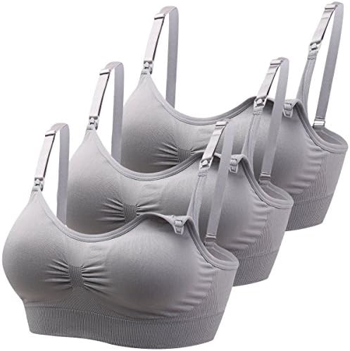 PROBRA Women's Seamless Nursing Bra Comfort Maternity Bralette for Breastfeeding Pack of 3 Color Grey Size XL