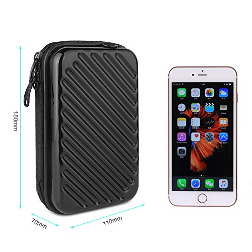 Hltd 2.5" HDD Hard Drive Bag Travel Storage Carrying Case Bag Pouch for Electronic Computer Cell Phone iPad Accessories USB Cables Power Banks Hard Disk (Black)