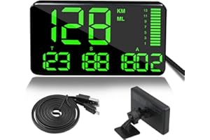 Digital Universal GPS HUD Speedometer Display GPS Head Up Dispaly Speedometer Car Truck Odometer with Over Speed Warning/Car Clock / 5.4in Large Screen KingNeed C90