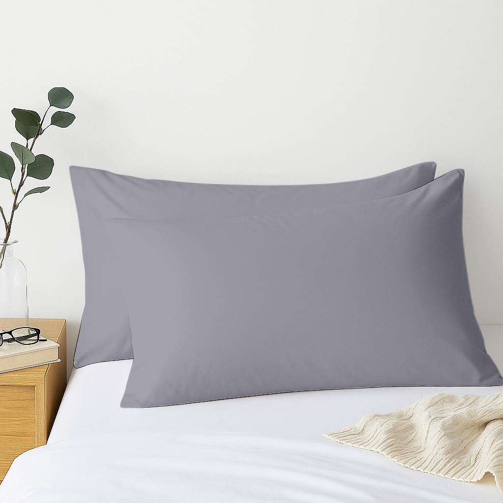 Comfort Beddings 2 Pack Pillowcases – 56x79cm Extra Wide Pillow Covers – 100% Egyptian Cotton – 800 Thread Count – Silver Extra Large Pillow Cases with Envelope Closure – Size 22"x31" — image 1