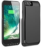 iPhone 8 Plus / 7 Plus Battery Case, Foxin 8000 mAh Extended Battery Charger Case Rechargeable Power Bank Battery Charging Case for iPhone 8 Plus /7 Plus/6 Plus/6S Plus(5.5 inch) (Bright Black)