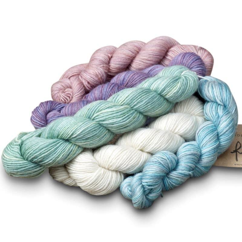 Manos Del Uruguay Silk Blend Fino Mini-Skein Set 8 Henrietta, 5 x 20g, Merino Silk Hand Dyed Yarn