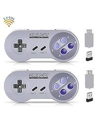 Controlador inalámbrico para SNES Classic Edition NES Classic Edition, Gamepad con receptor inalámbrico USB, puede jugar con Windows, IOS, Liunx, dispositivo Android (2 paquetes)