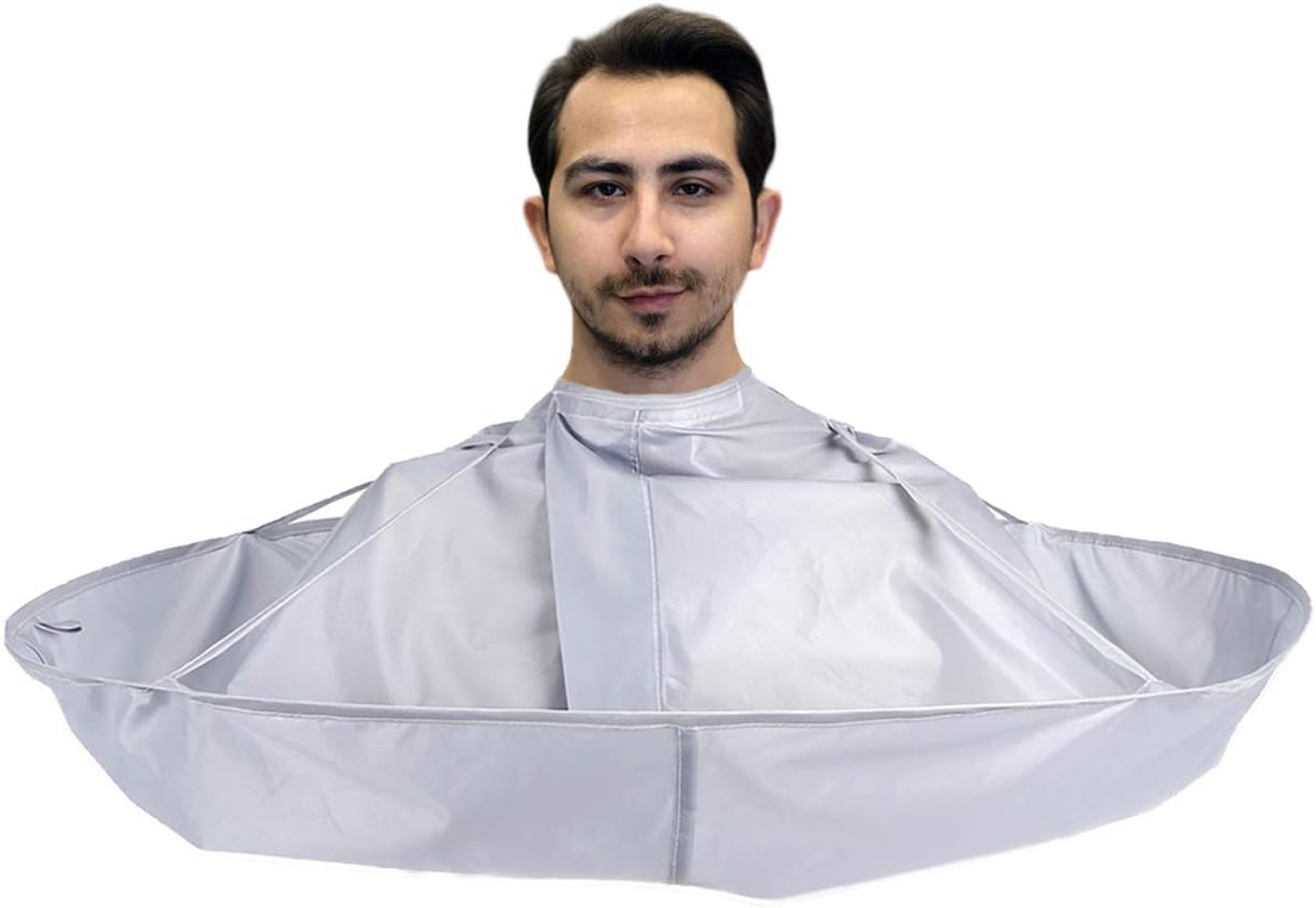 CHIC DIARY Hair Apron Cape Hairstylist Cloak Umbrella Haircut Cape Salon&Home Waterproof Barber Wrap Kit (Silver)