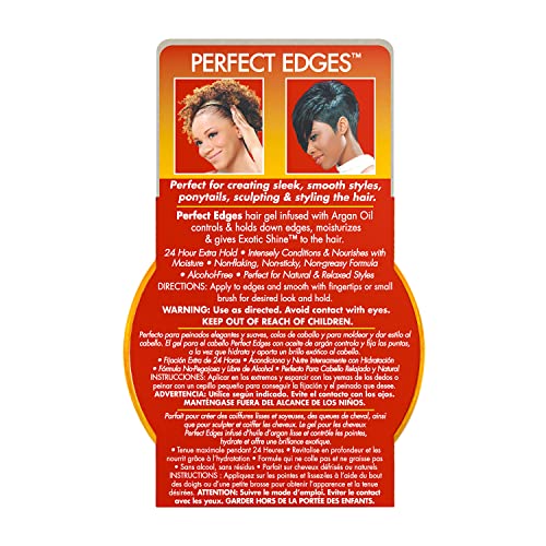 CREME OF NATURE PERFECT EDGES™ FIRM HOLD EDGE CONTROL GEL, 24-HOUR HOLD, NON-FLAKING, FRIZZ CONTROL, SLEEK HAIR GEL, ARGAN OIL EDGE STYLER, 2.25 OZ
