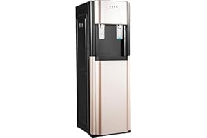 HELRGELRN Bottom Loading Water Cooler Dispenser for 5 Gallon Bottles, Stainless Steel Water Cooler w/2 Temperature Settings - Hot&Cold Water, Freestanding Water Dispenser for Home Office Living Room (Gold)