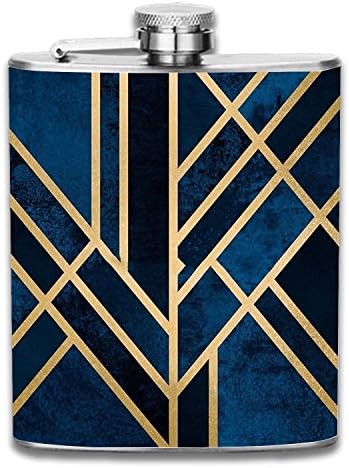 Art Deco Midnight Liquor Hip flask Stainless Steel Shot flasks Leak Proof Cool Gift For Men 7oz