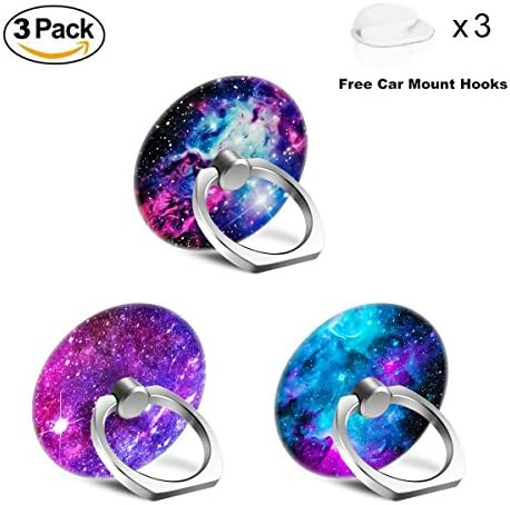 Phone Ring Holder Stand, 3 Pack Universal 360 Rotation Smartphone Finger Ring Grip Stand with 3 Car Mount Hooks for iPhone X 8 7 Plus 6S Samsung Galaxy S8 S9 Plus, Smartphones and Tablets - Galaxy