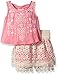 Beautees Girls' Little 2 Piece Sleeveless Back Bow Top and Embroidered Shorts