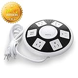 Outtek Smart Surge Protection 2500W, 10A Power Strip Multi-Outlets Power Cord with 5 AC Plugs and 2 USB Ports Smart USB Charger for Home/Office Power Protection with 6.5 ft. Cord   (Black)