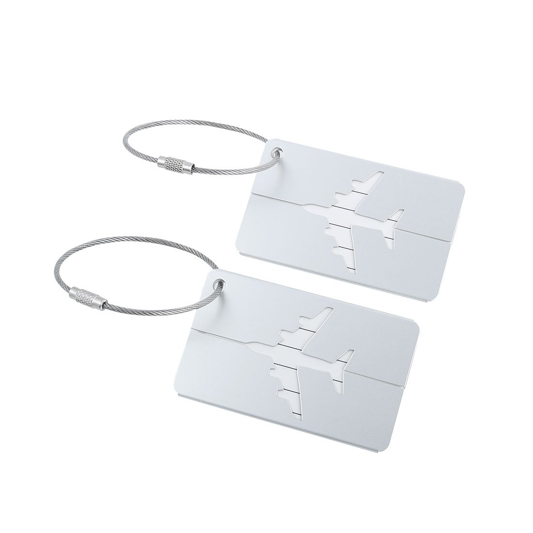 Sourcingmap Luggage Tags,Metal Travel Tags Luggage Identifier Card Holder Name Address ID Labels for Baggage Suitcases,Silver Tone, 2 Pack