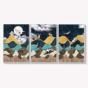 Framed Canvas Wall Art for Living Room, Bedroom Abstract Landscape Dream Place Canvas Prints for Home Decoration Ready to Hanging - 16"x24"x3 Panels