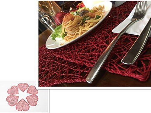 Eecotick Placemats Set of 6 - 14"x15" (35cm x 37cm)/pc Love Heart Shape, Handmade, Heat Resistant,Light Sturdy, Durable, Easy to Clean, Fit for Daily Use, Especially for Romantic Dinner Set