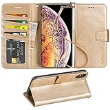 Arae Wallet Case for iPhone Xs Max PU Leather flip case Cover [Stand Feature] with Wrist Strap and [4-Slots] ID&Credit Cards Pocket for iPhone Xs Max 6.5