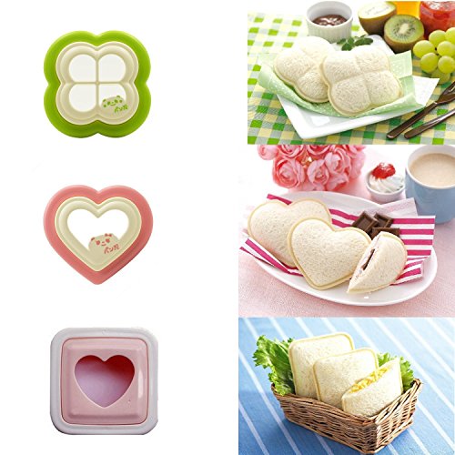 [3 Pieces] iMoreGro Sandwich Cutter, DIY Cookie Cutter Sandwich Toast Bread Mold Maker